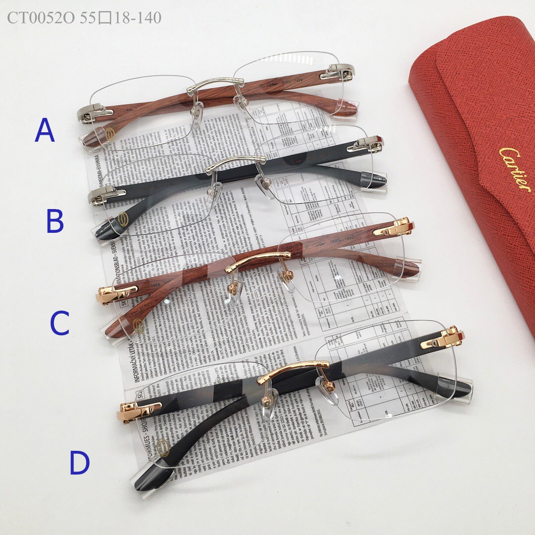 Premiere Cartier Eyeglasses Rimless Wooden leg CT0052O